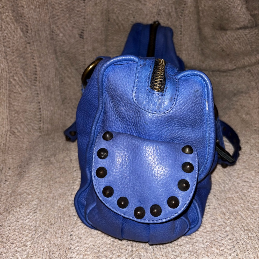 SALE! Betsey Johnson Queen of the Night Electric Blue Studded Leather Handbag - Picture 11 of 11